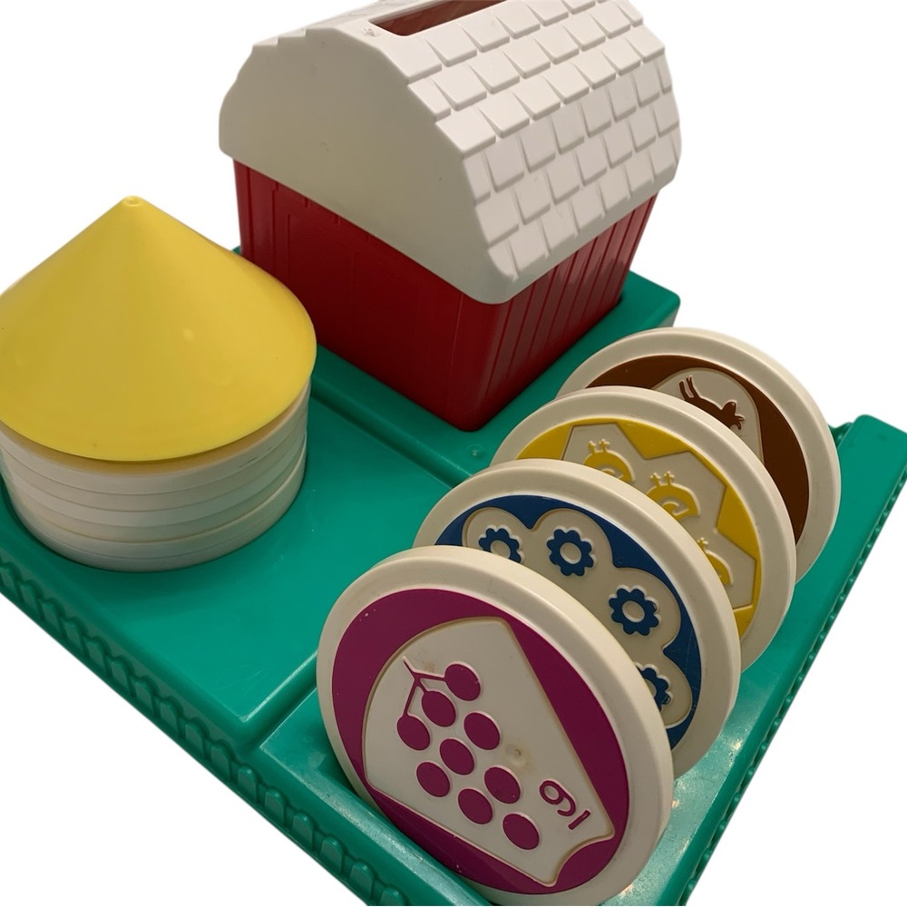 Vintage Number Puzzle Counting Learning Toy Farm Barn Number Disc Stackable Silo